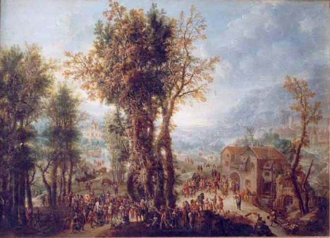 Paolo Alboni Folk Party near a Mill, oil on copper, in the collection of the Brukenthal National Museum Norge oil painting art
